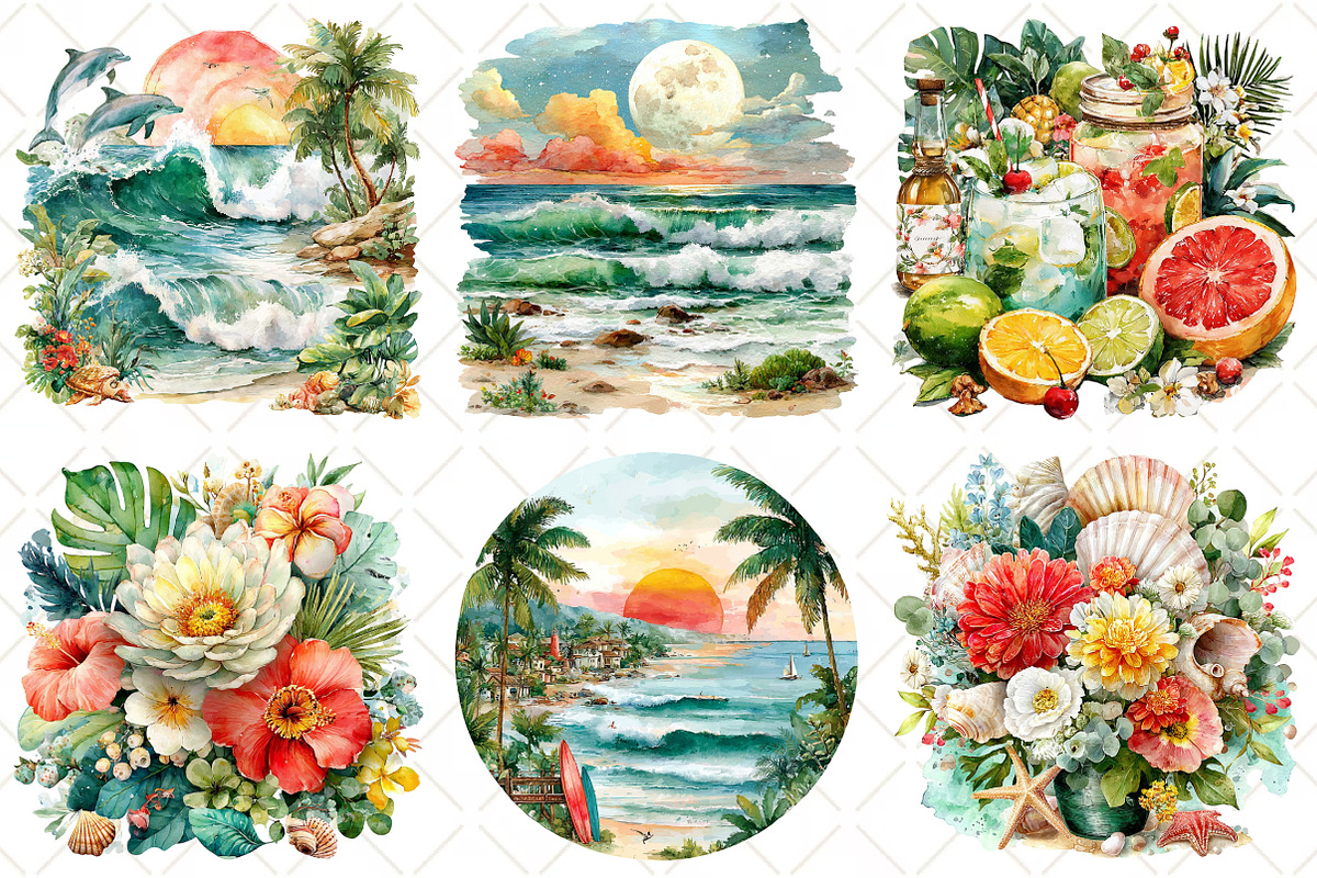 Whimsical Boho Beach Clipart, an Illustration by Black Bird Studio (Photo 5 of 5)
