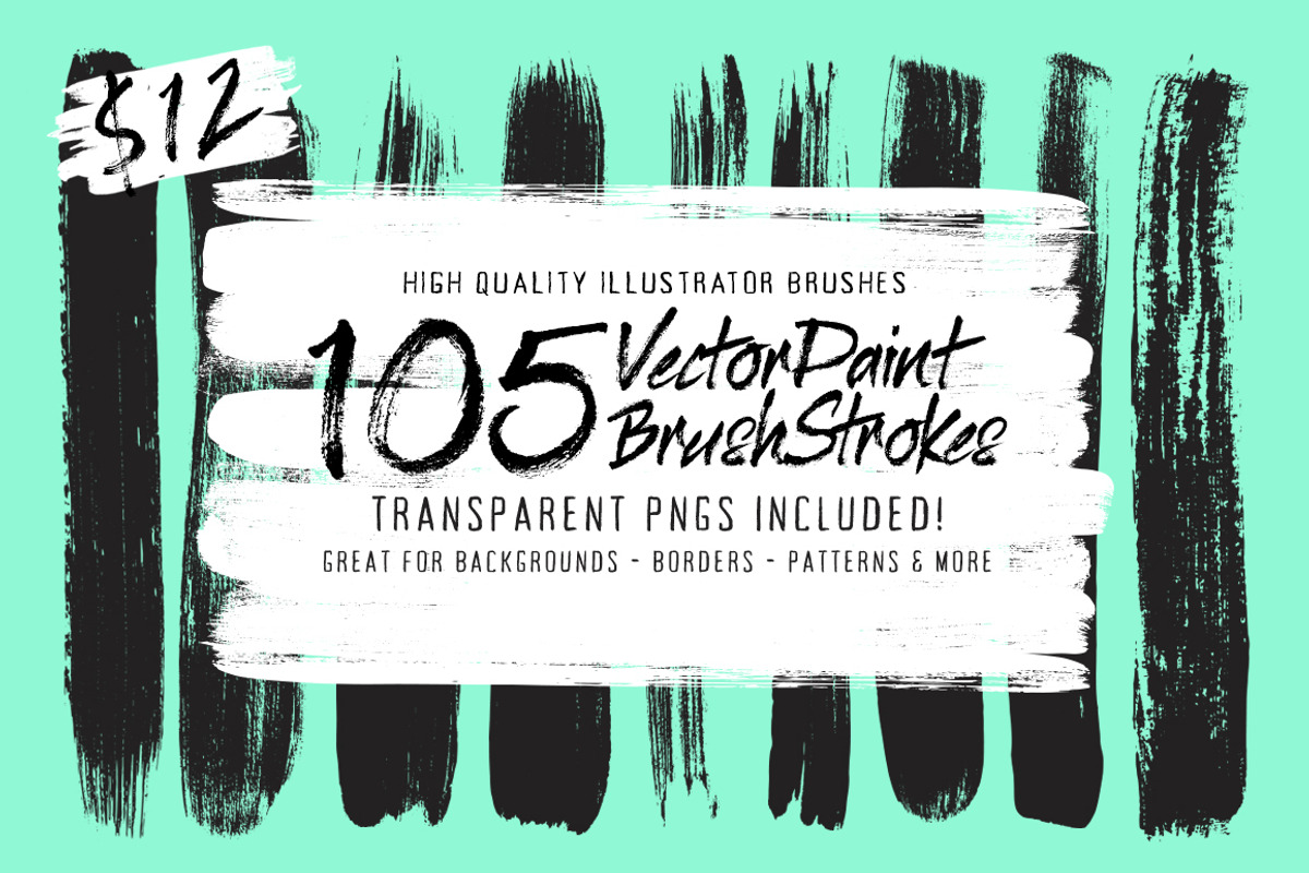105 Illustrator Paint Stroke Brushes, a Brush Add-On by Abbie May (Photo 1 of 5)
