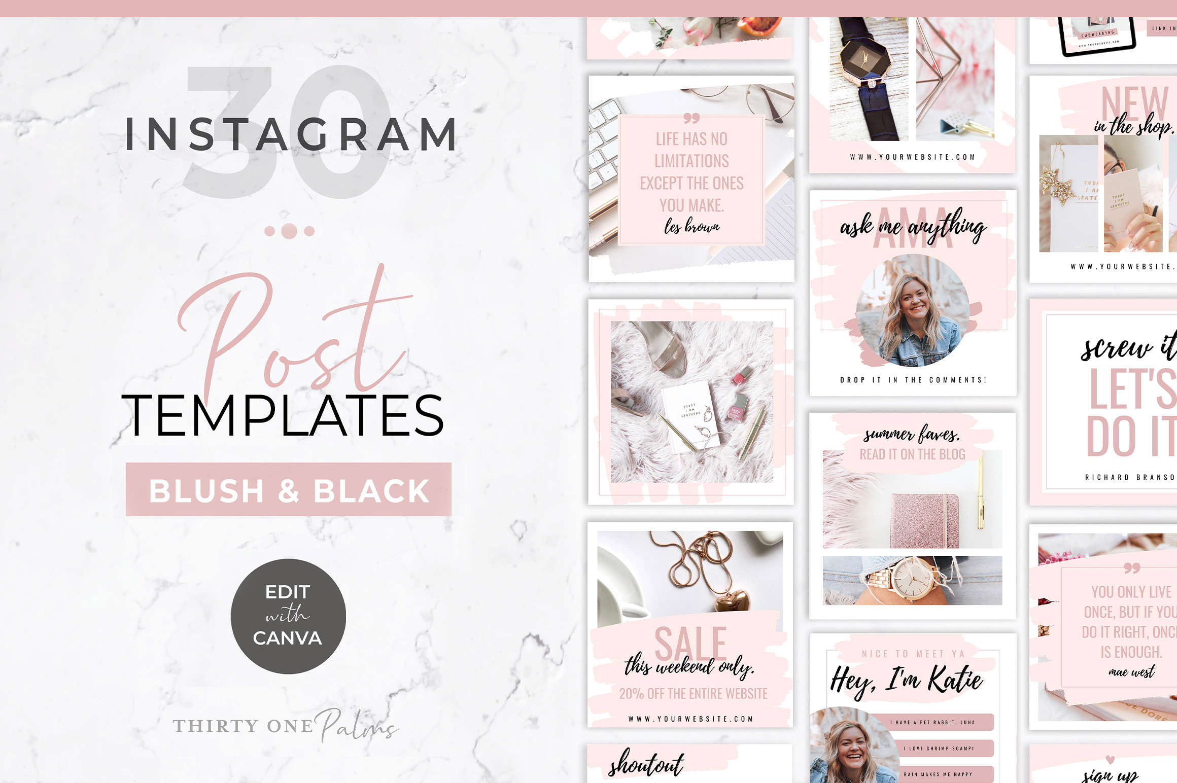 Instagram Posts for Canva | Blush, a Social Media Template by Thirty ...