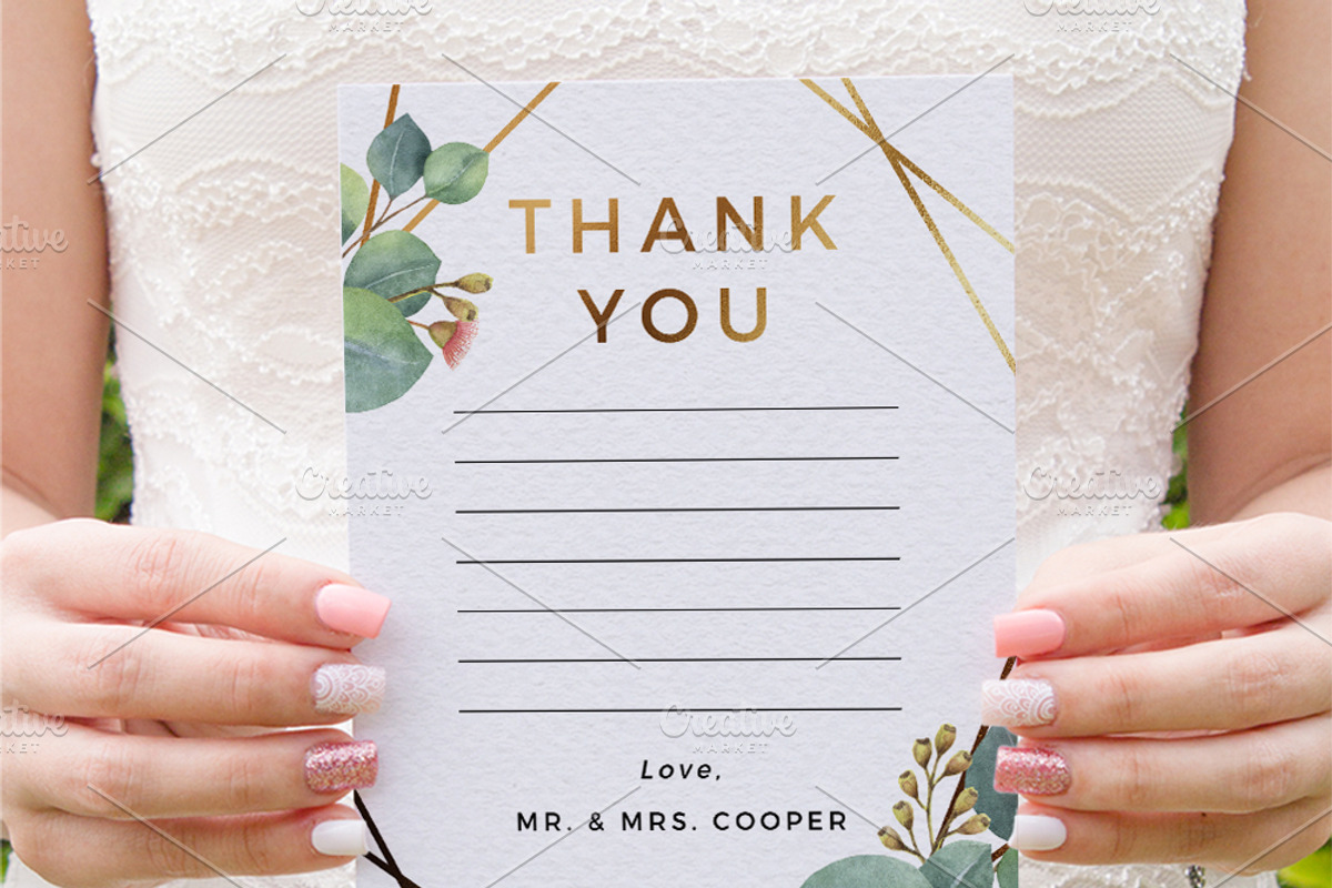 Eucalyptus Gold Geometric Frame, an Invitation Template by Inkpower (Photo 7 of 7)