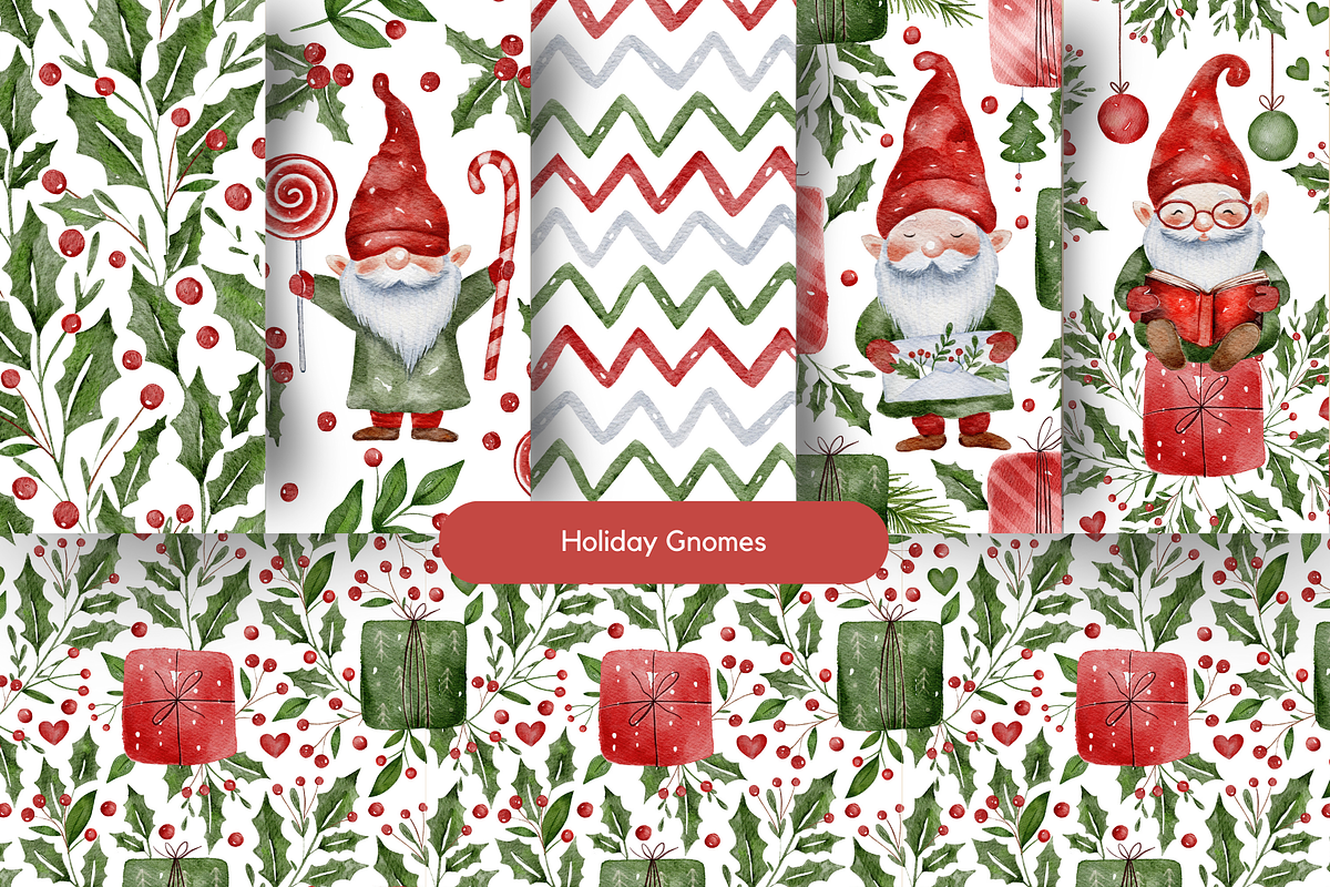 Watercolor Seamless Pattern Bundle, a Seasonal Illustration by Red Ink (Photo 11 of 14)