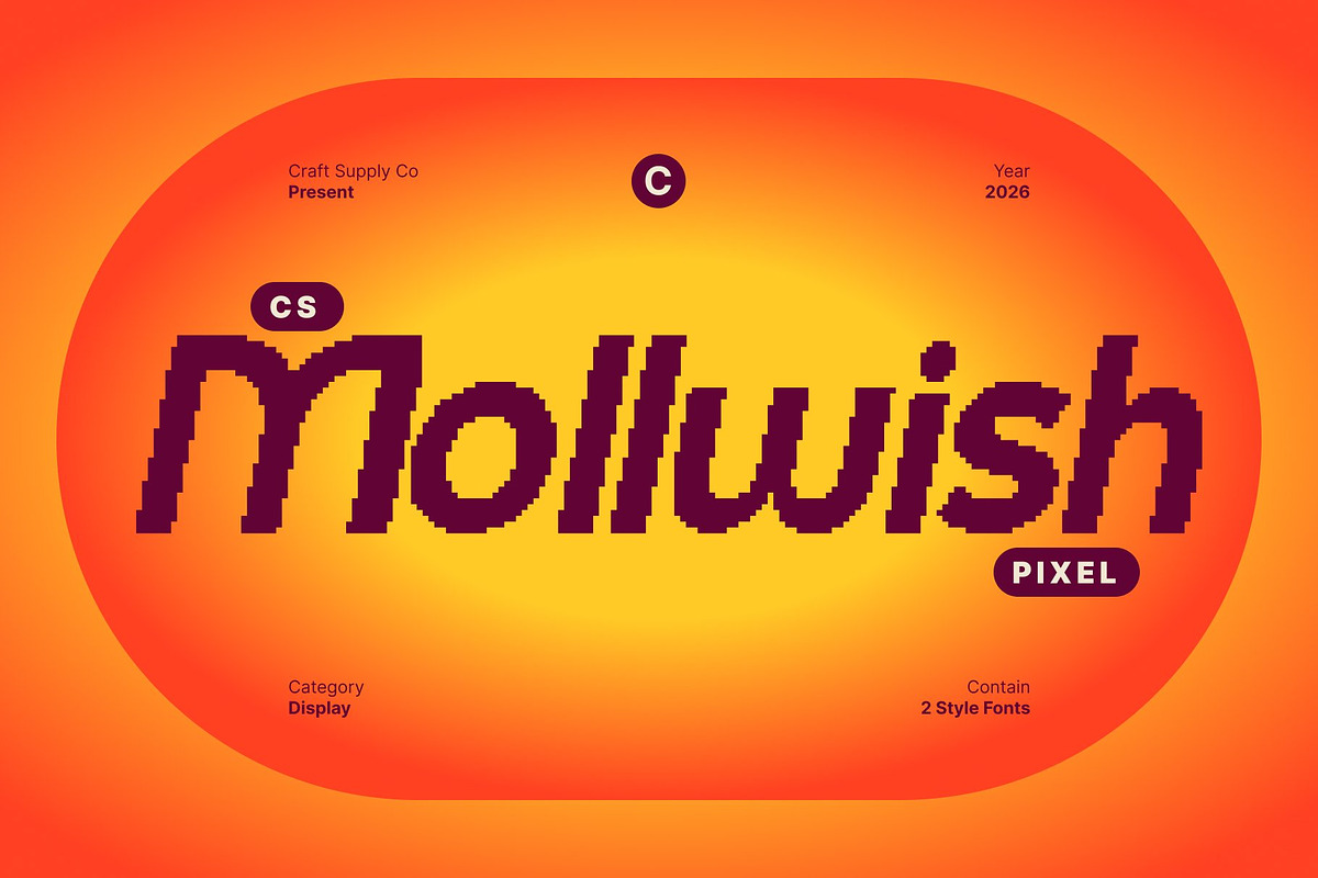 CS Mollwish Pixel, a Sans Serif Font by Craft Supply Co. (Photo 1 of 8)