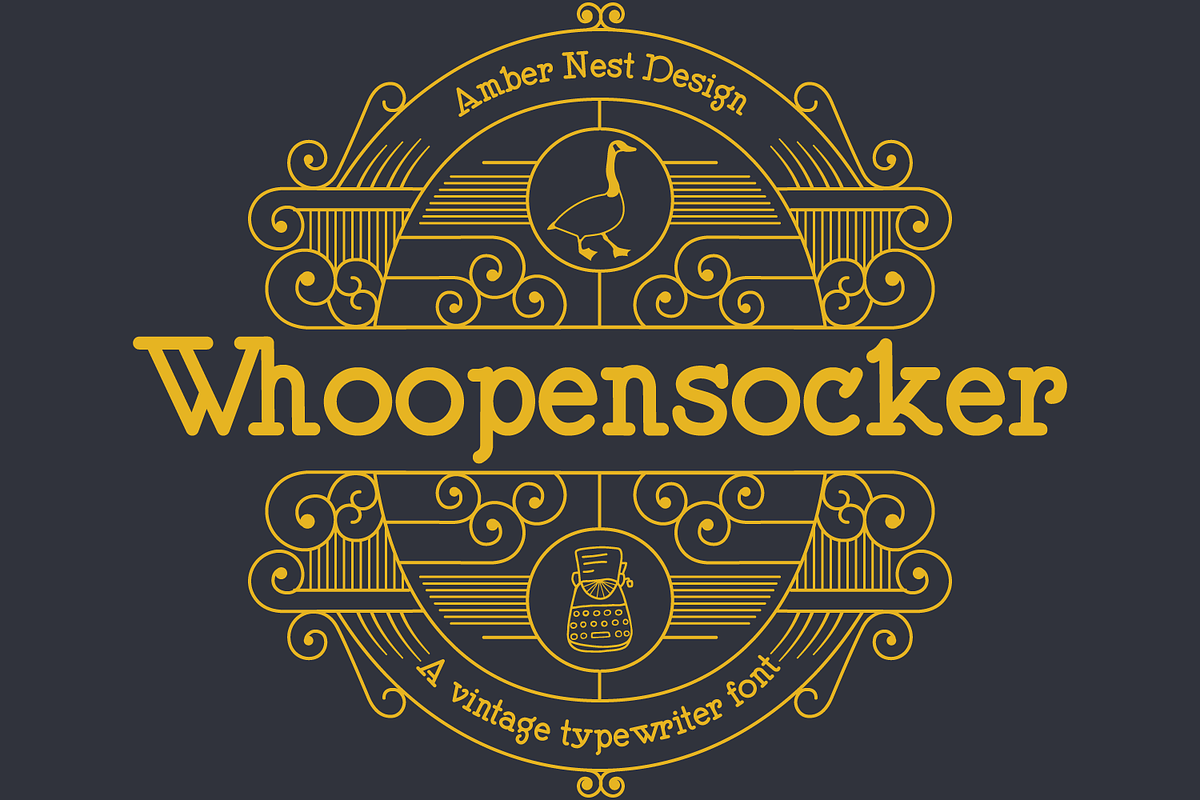 Whoopensocker - typewriter font, a Slab Serif Font by Amber Nest Design (Photo 1 of 8)