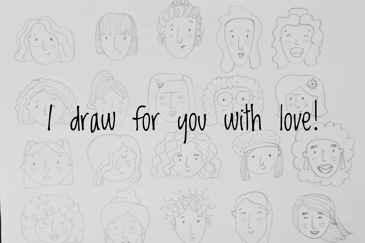 Hand Drawn Women Faces, a Person Illustration by Palau (Photo 7 of 8)
