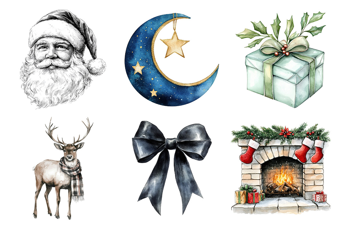 Black and White Christmas Clipart, an Illustration by Daily.Designs (Photo 5 of 5)