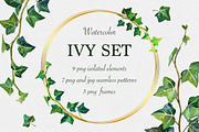 Watercolor ivy set, a Decorative Illustration by mArtstore (Thumbnail 1 of 7)