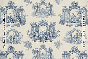Toile de Jouy Seamless Vector, a Pattern Graphic by one-touch