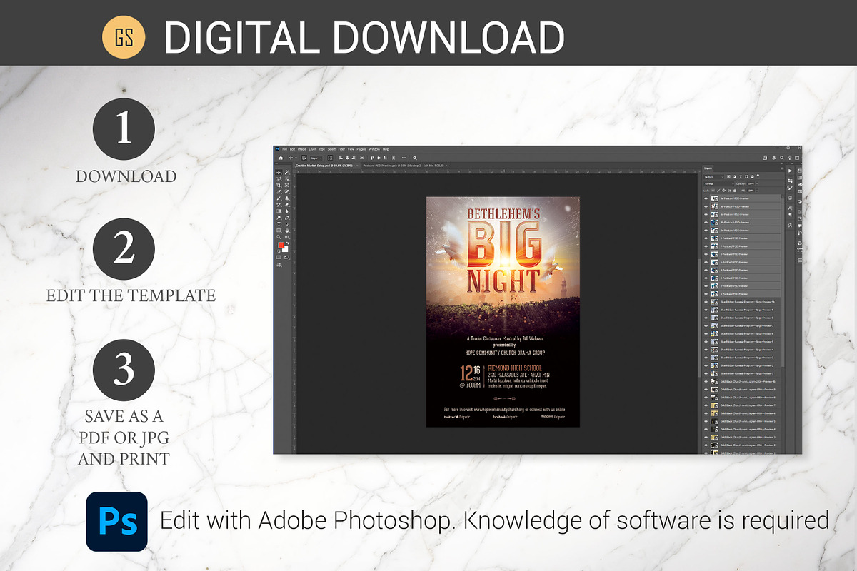 Bethlehem Christmas Play Flyer PSD, a Flyer Template by Godserv Designs (Photo 7 of 8)