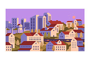 Cityscapes set + seamless patterns, an Object Illustration by PaperTrident (Thumbnail 3 of 8)