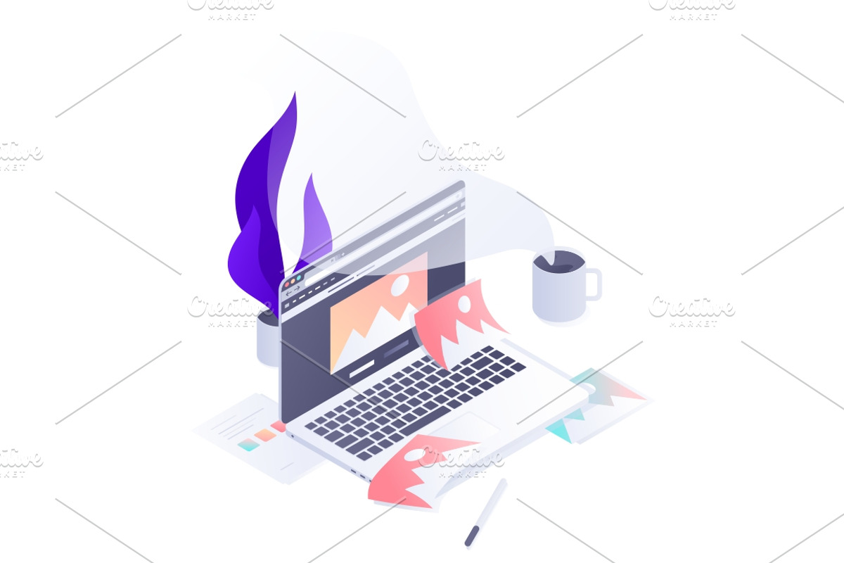 Uploading photos, a Technology Illustration by Vector