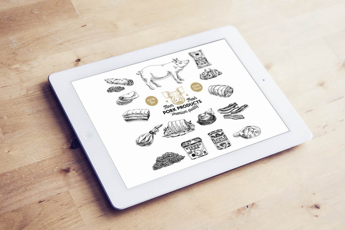 Pork hand drawn Illustrations, an Animal Illustration by Natalya Levish (Photo 3 of 3)