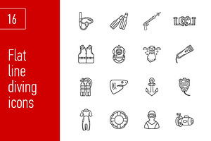 sixteen cute diving icons
