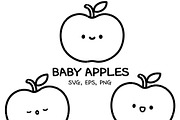 Cute Baby Apple SVG Bundle | Kawaii, an Illustration by TheHitShop (Thumbnail 1 of 10)