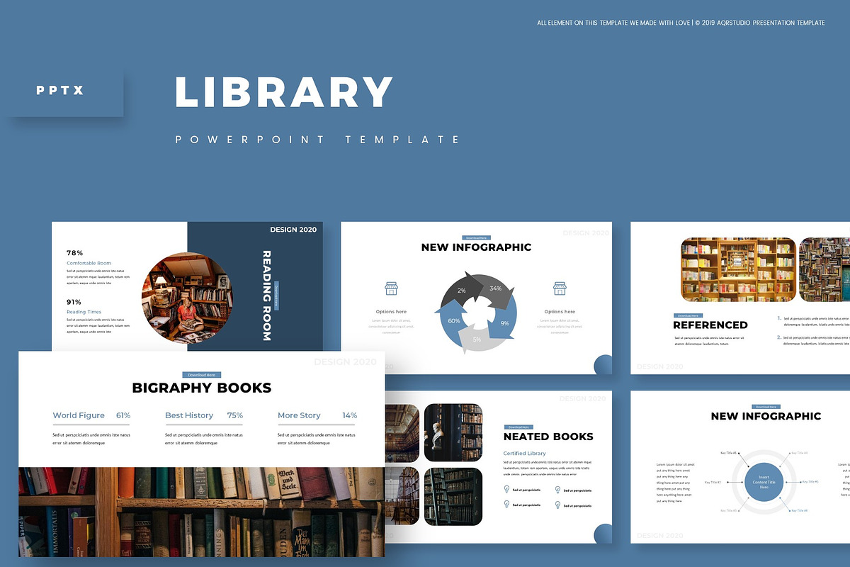 Library - Powerpoint Template, a Presentation Template by AQR Studio
