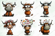Whimsical Highland Cow Clipart, an Illustration by Creative Art (Thumbnail 6 of 10)