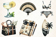 Ivory and Black Hello Summer Clipart, an Illustration by DreamCafeArt (Thumbnail 2 of 4)