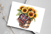 Watercolor Autumn bucket flowers PNG, a Seasonal Illustration by Canvas Craft (Thumbnail 5 of 7)
