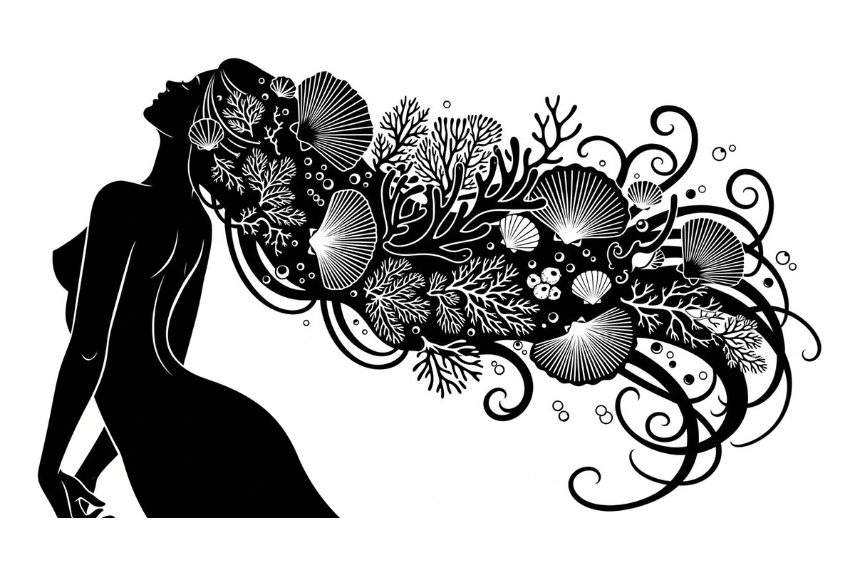 Fantasy Flowing Hair Mermaid Bundle, an Illustration by jahid234 (Photo 24 of 31)