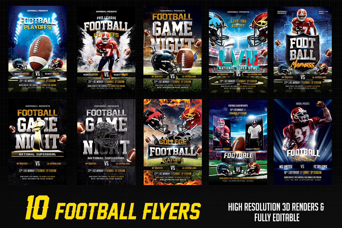 10 Football Flyer Bundle, a Flyer Template by Basez Flyers