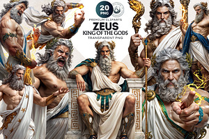 Zeus Greek god clipart Set, a Person Illustration by ThatsDesignArt