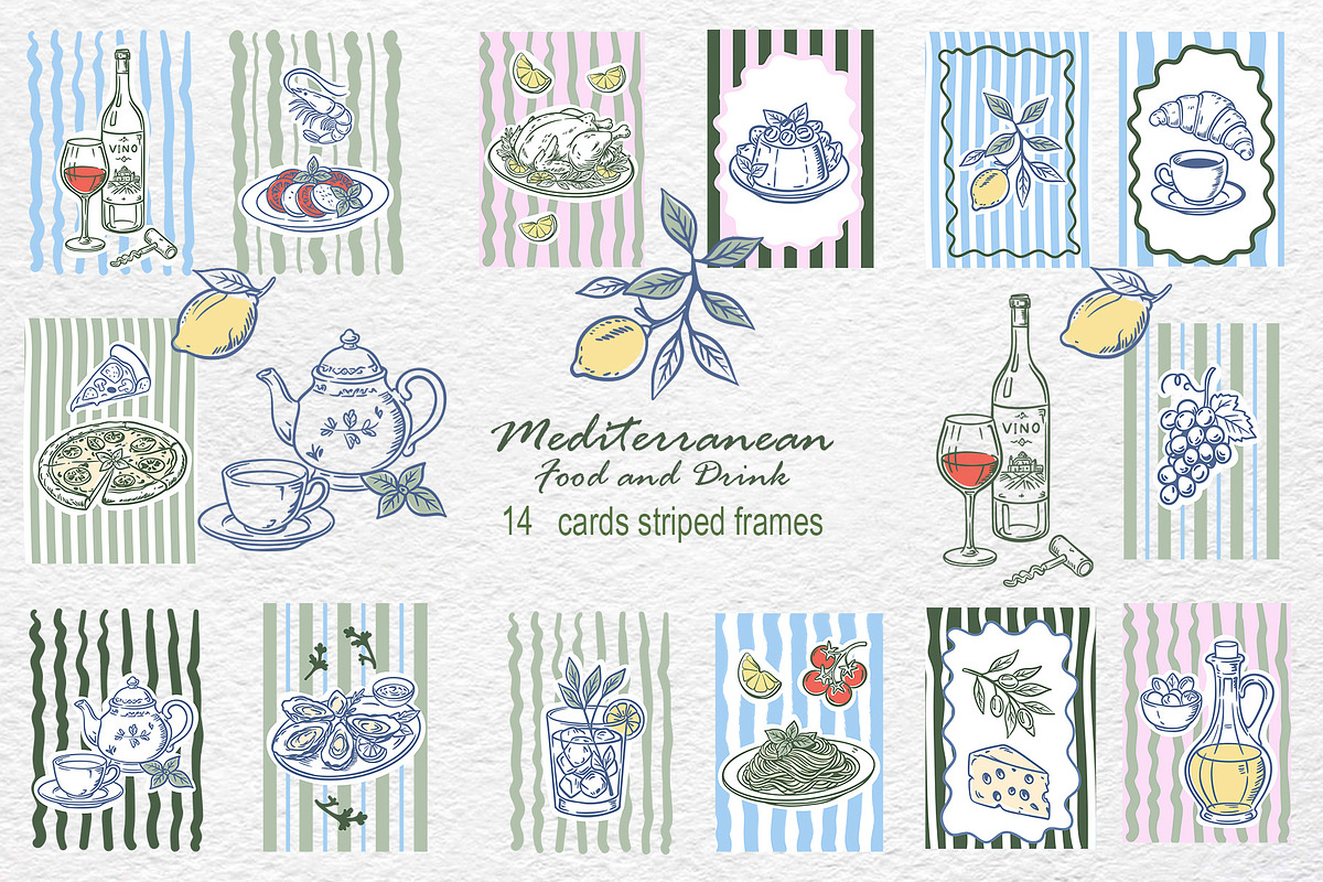 Mediterranean Food & Drink, a Seasonal Illustration by Watercolor dreams (Photo 3 of 4)