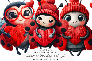 Valentine Cute Ladybug Clipart, an Animal Illustration by GatewayDesign