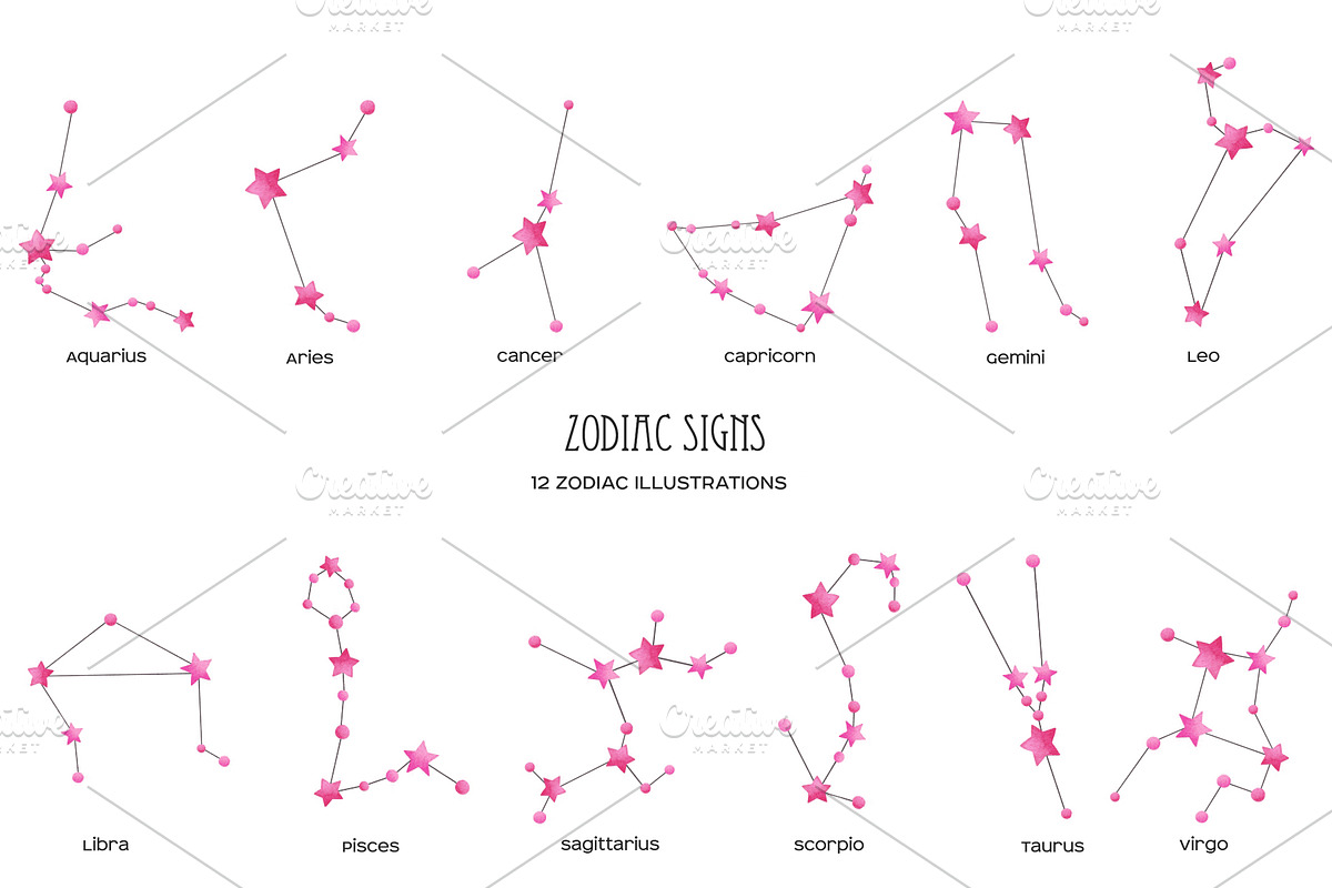 Pink star Zodiac constellations, an Object Illustration by Art and Funny (Photo 4 of 5)