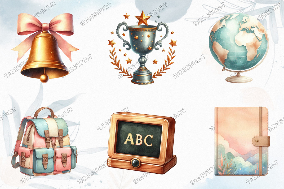 Watercolor School PNG Clipart Bundle, a Graphic by designcity5 (Photo 2 of 5)