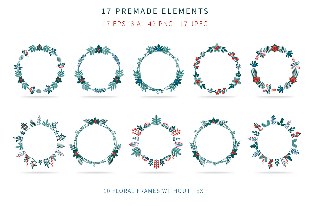 Christmas & Winter Floral collection, a Decorative Illustration by VectoriyA (Photo 7 of 8)