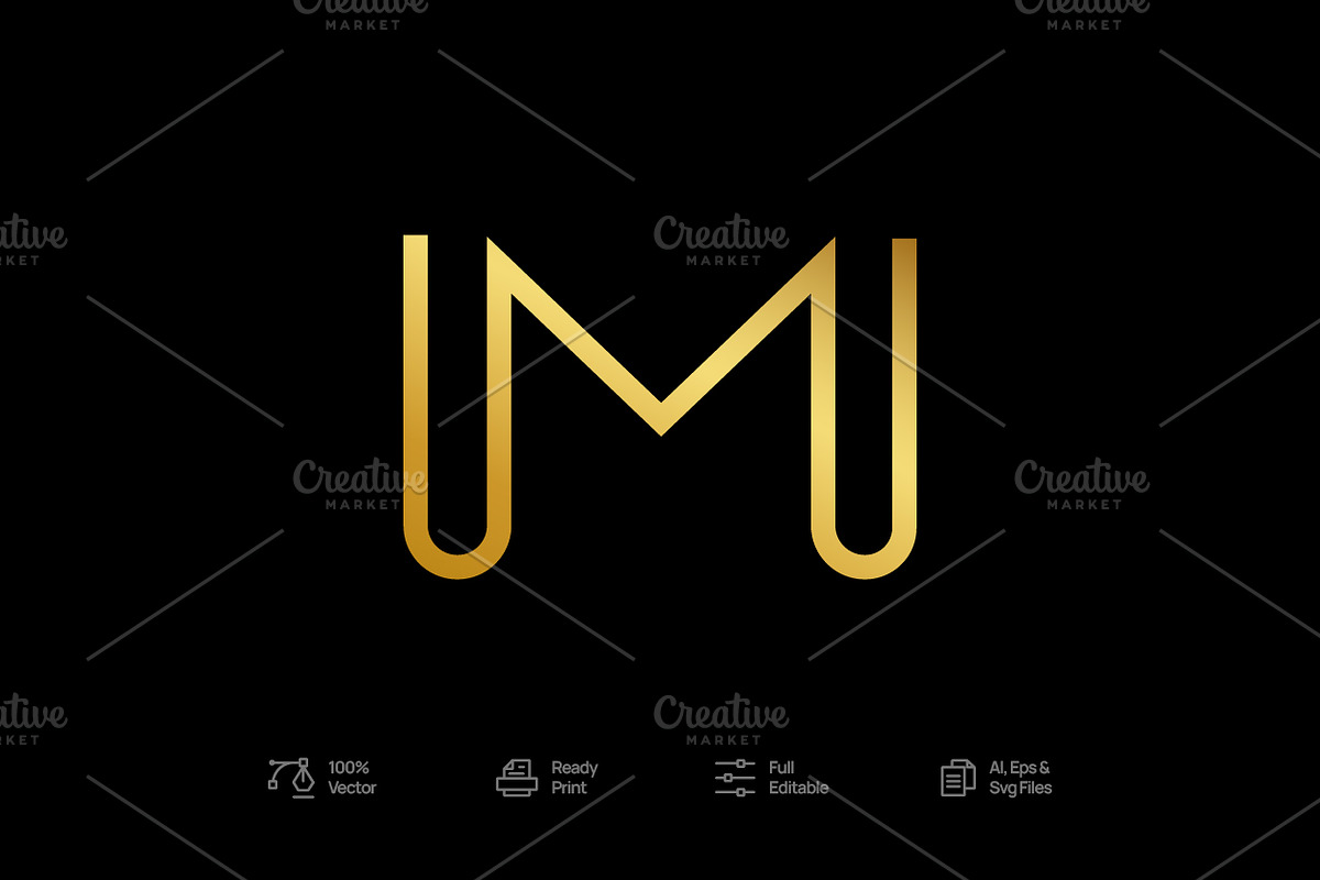 Gold Luxury Outline Letter M Logo, a Branding & Logo Template by Minimalist Logos