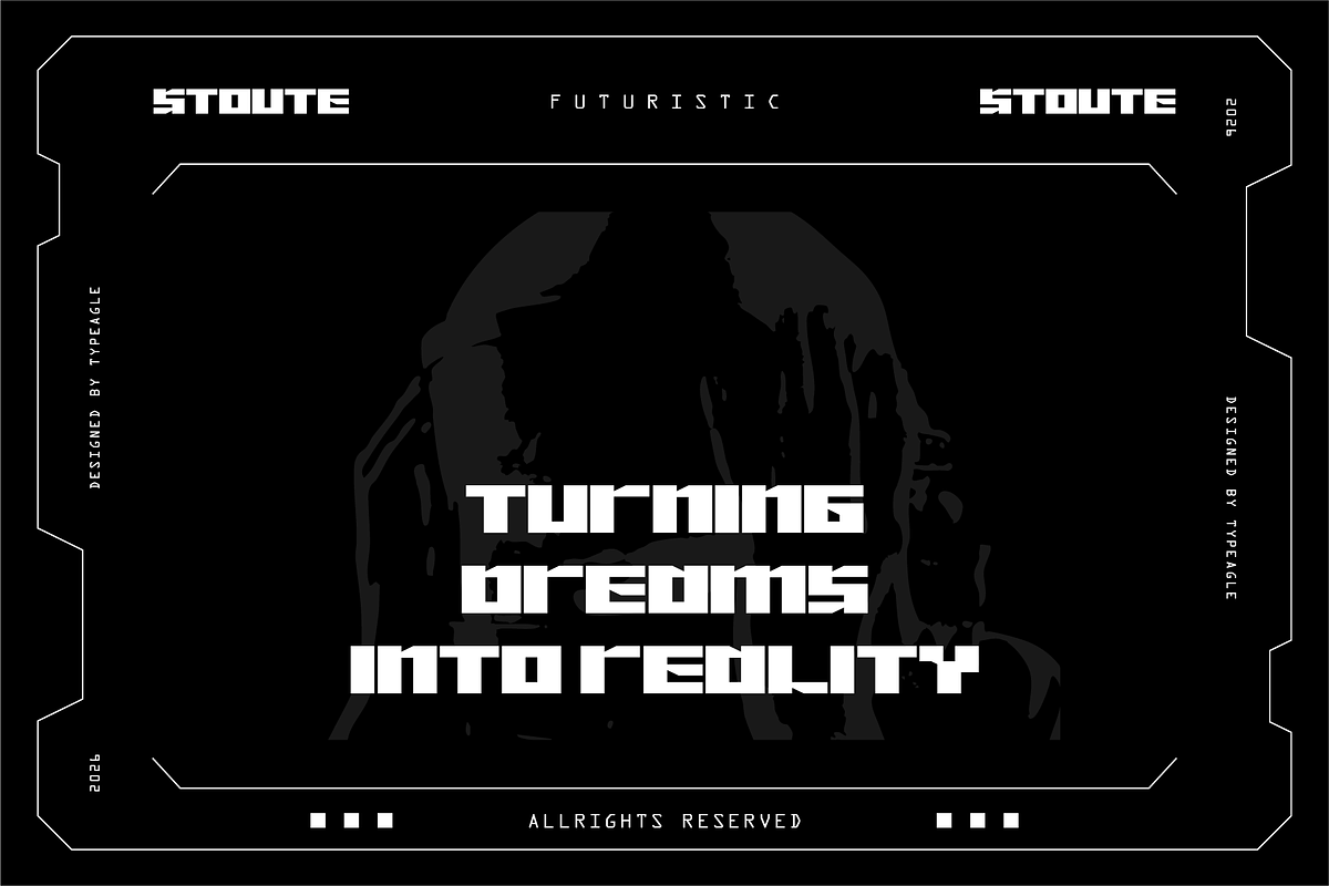 Stoute - Futuristic Display Font, a Sans Serif Font by Typeagle (Photo 5 of 9)