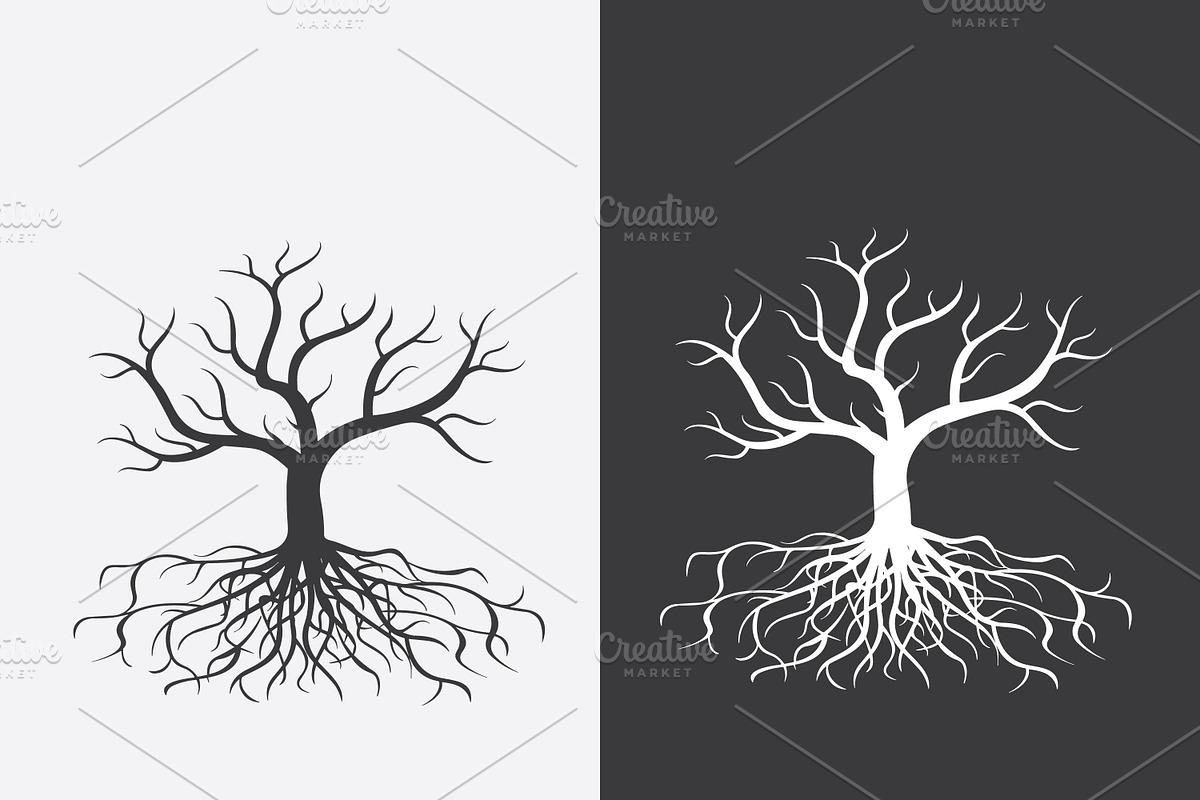 A leafless tree with roots illustrat, an Illustration by Toufiqul