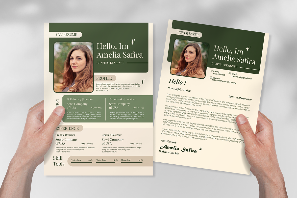 Creative Resume & Cover Letter, a Resume Template by SquidPixey (Photo 2 of 6)