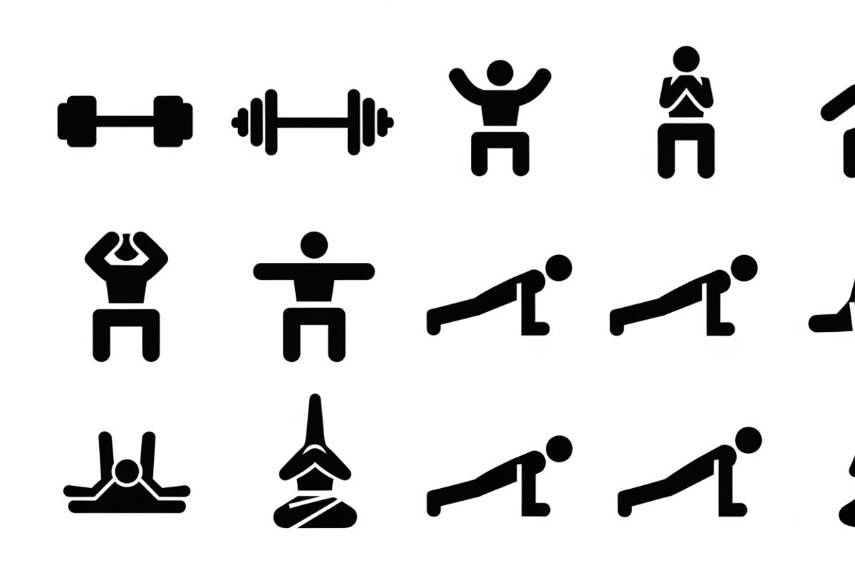 Fitness Workout Silhouette Icon Set, an Illustration by musafir_fashion (Photo 30 of 51)