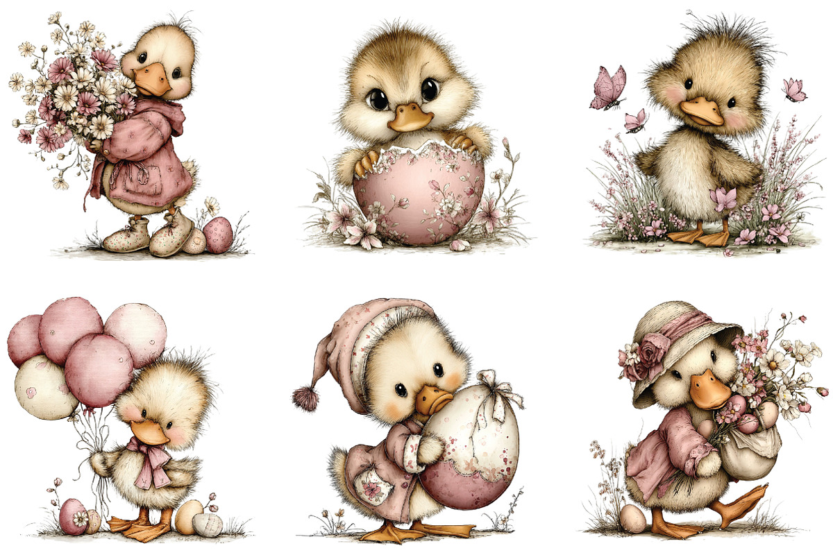 Whimsical Easter Duck Clipart, an Illustration by CraftArtStudio (Photo 4 of 6)