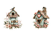 Whimsical Spring Birdhouse Clipart, an Illustration by SinaCreation (Thumbnail 5 of 11)