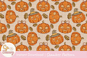 Halloween Pumpkin Seamless Pattern, a Texture Illustration by CpSnowy (Thumbnail 1 of 5)
