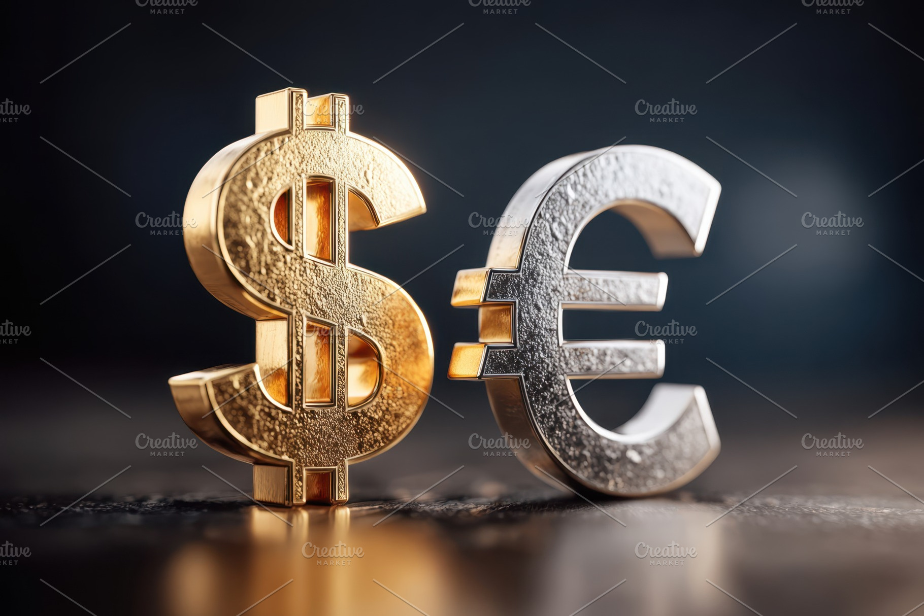 Gold dollar and euro symbols, a Business Photo by AlyaAnd