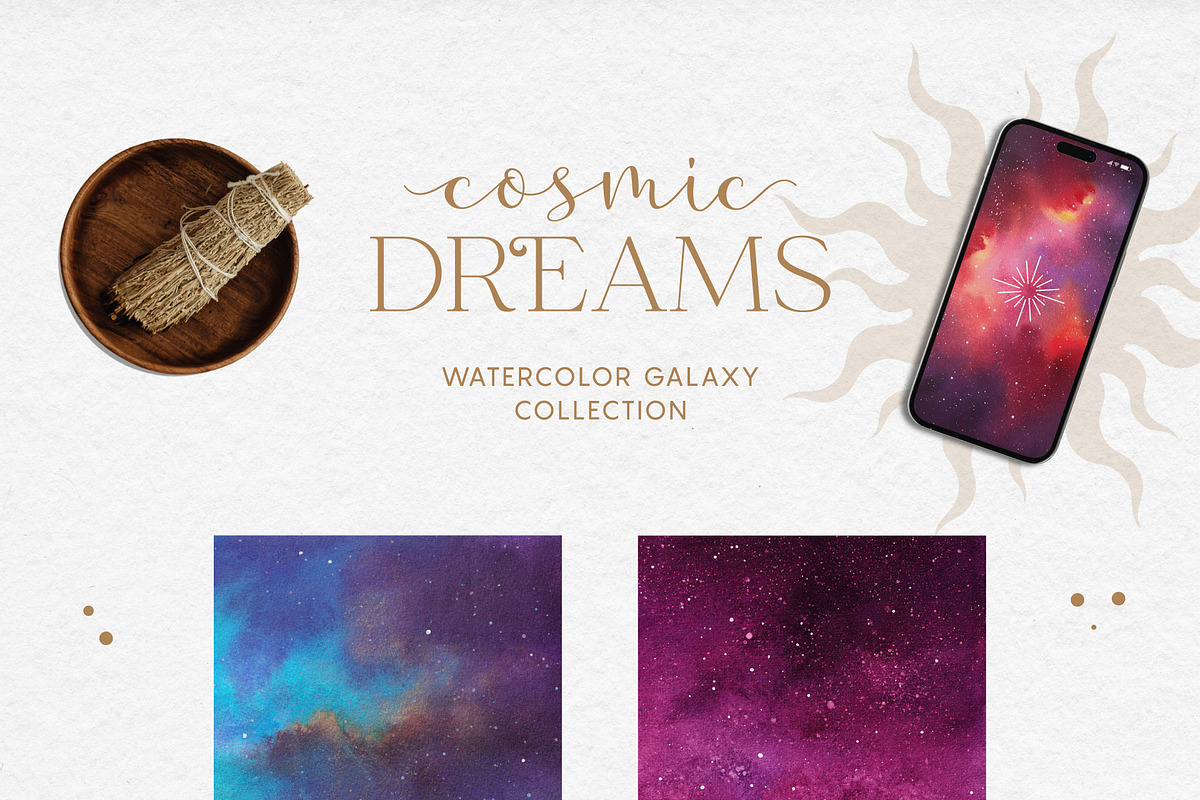 Cosmic Dreams Watercolor Galaxy Set, a Background Graphic by Nebula Finch (Photo 3 of 5)