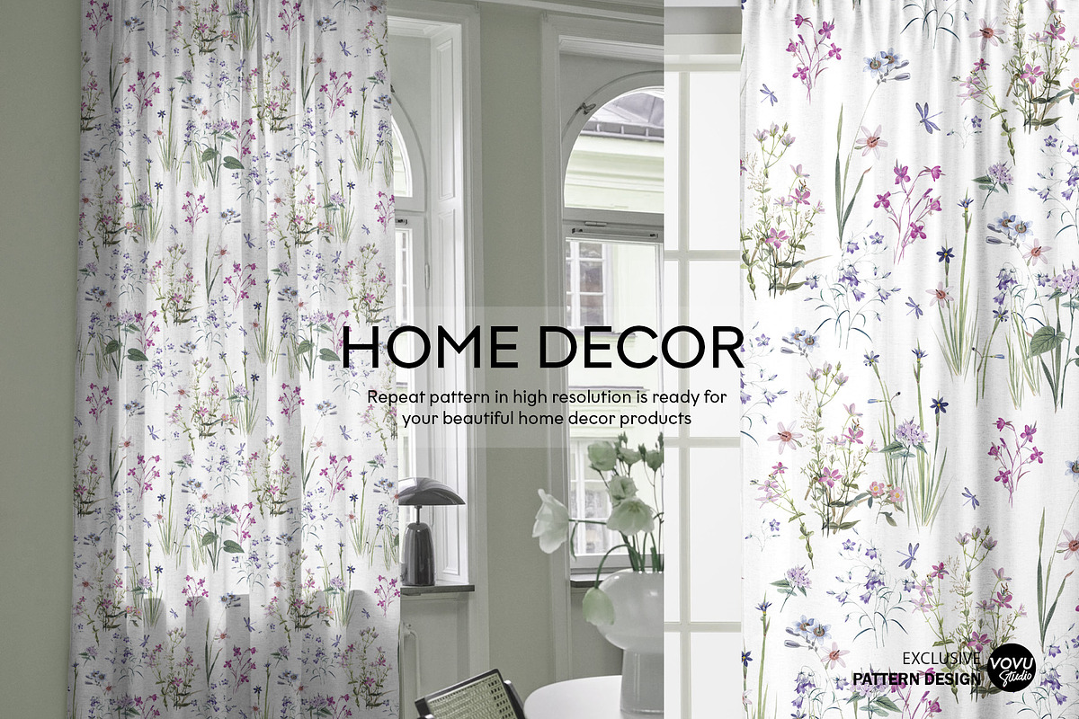 Delicate Flowers Pattern Design, a Pattern Graphic by VOVU Studio (Photo 5 of 10)