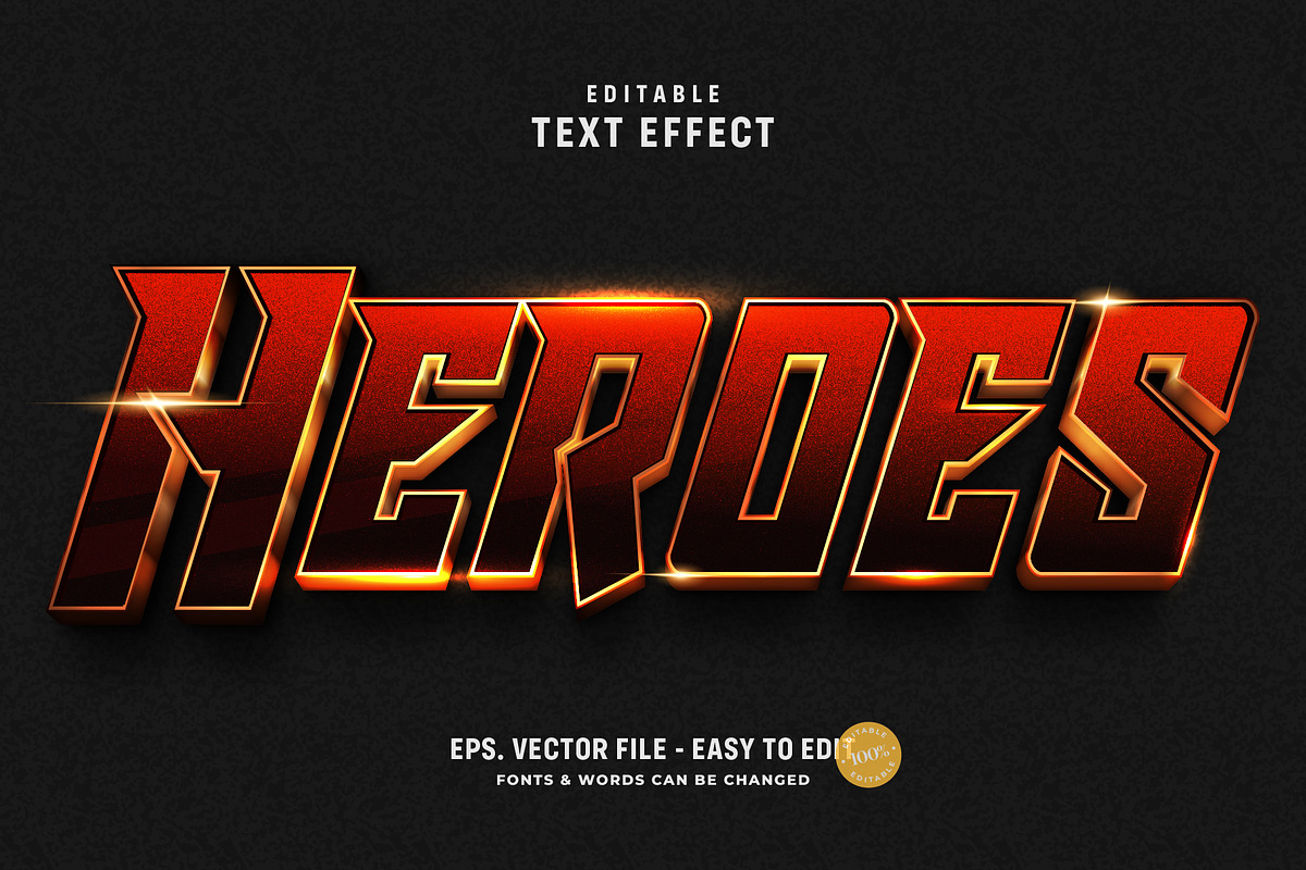 Heroes 3D Editable Text Effect, a Layer Style Add-On by zdson (Photo 1 of 2)
