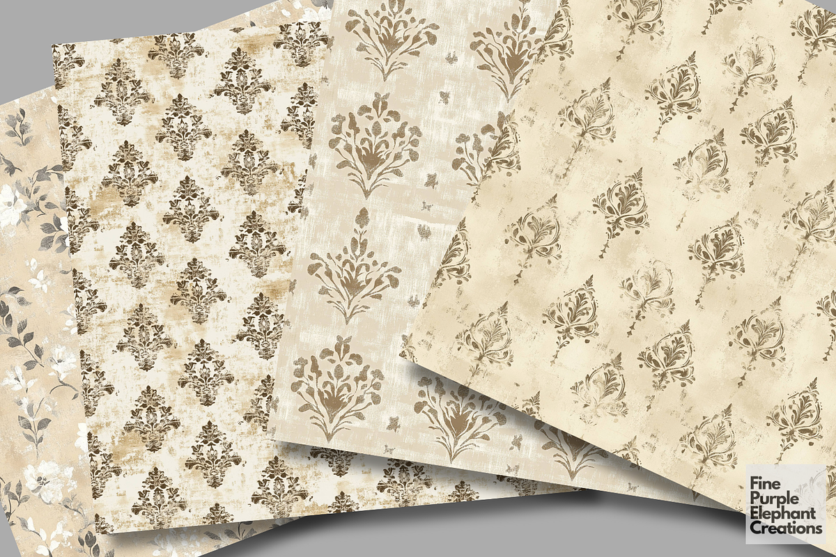 Beige Distressed Cottagecore, a Pattern Graphic by Fine Purple Elephant (Photo 4 of 5)