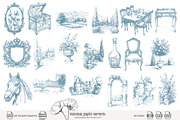 105 line art French Chateau clip art, a Seasonal Illustration by Poppy Lane Studio (Thumbnail 6 of 13)