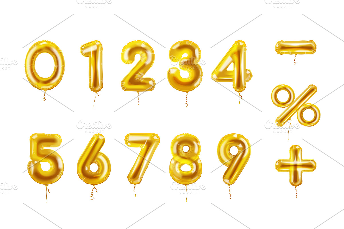 Golden balloon numbers. Realistic, an Object Illustration by Stock-Smart-Start