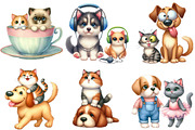 Quirky Dog and Cat Clipart, an Icon by Designworld (Thumbnail 2 of 6)