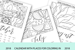 2018 COLORING CALENDAR
