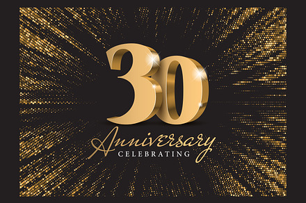 Anniversary 30. Gold card 3d numbers