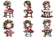 Cute Flower Girl Clipart, an Illustration by DreamArtGraphic (Thumbnail 2 of 5)