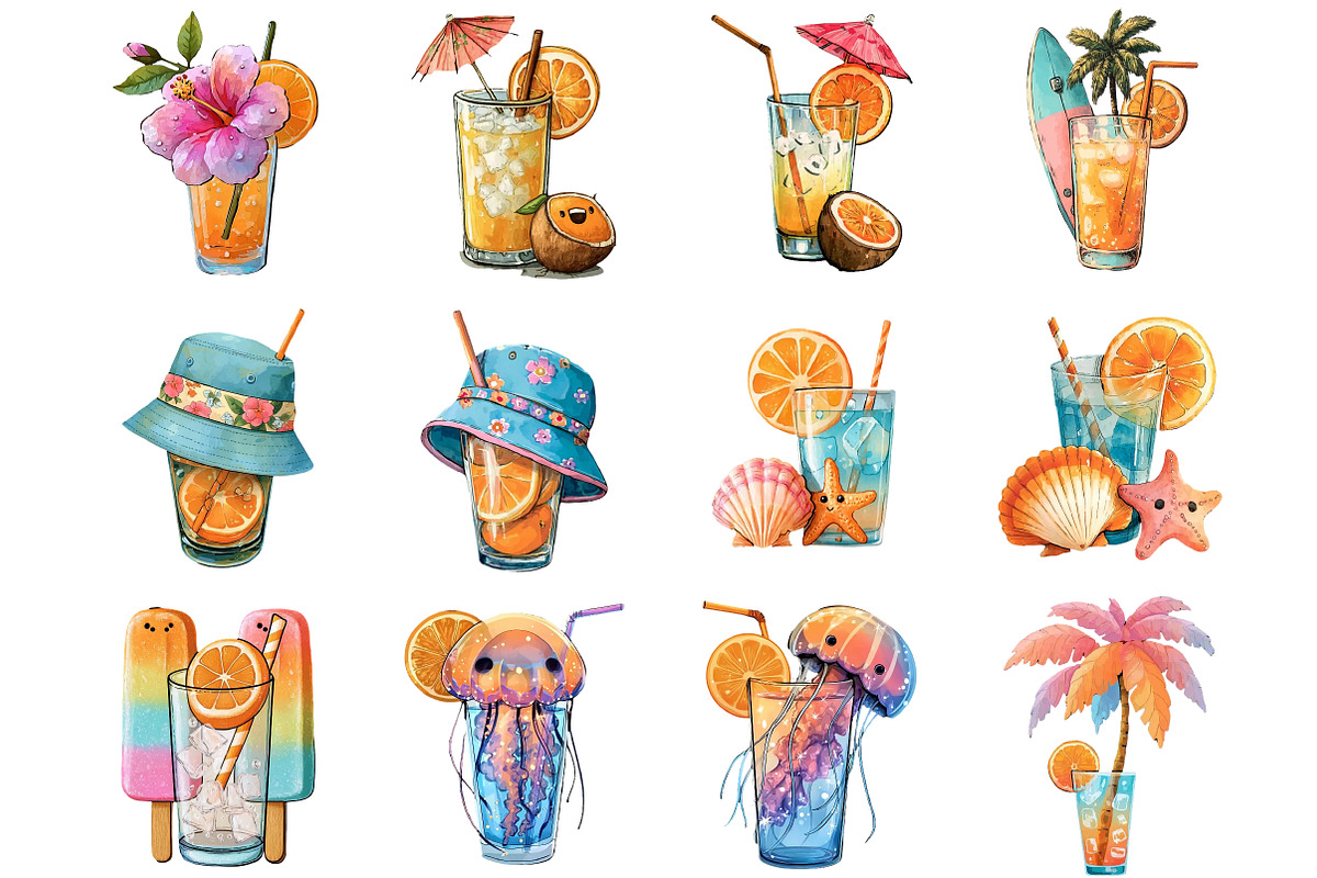 Summer Chill Fun Clipart, an Illustration by DreamArtGraphic (Photo 3 of 4)