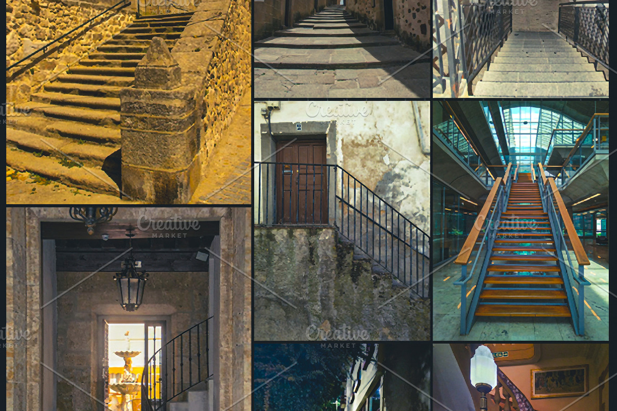 Historic stairways and narrow alleyways architectural collage, a Photo by DanFLCreativo (Photo 2 of 2)